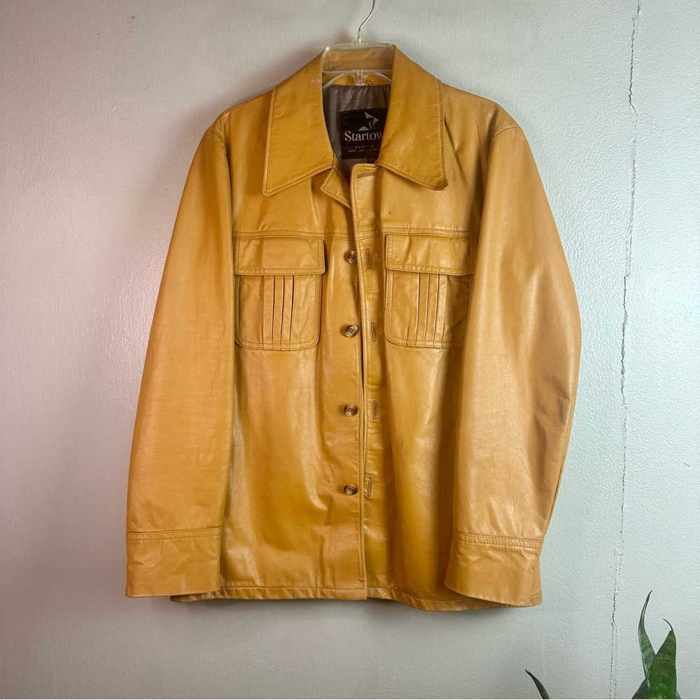 Startown Londontown  Men’s Vintage Mustard Leather Shirt Jacket Sz 40L